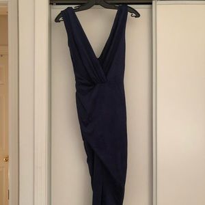 SUEDE MIDI SLIT DRESS